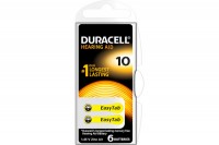 DURACELL Hörgeräte Batterie Easy Tab 10 Zinc Air D6, 1.4 V. 6 Stk., 4-077559