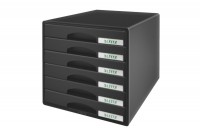 LEITZ Schubladenbox Plus schwarz, 52120095, 6 Fächer