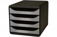 EXACOMPTA Schubladenbox schwarz, 310438D, 4 Fächer