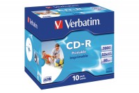 VERBATIM CD-R Jewel 80MIN/700MB, 43325, 52x fullprint 10 Pcs