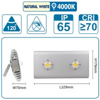 Flutlicht mit zwei COB-LEDS, 80 Watt, silber