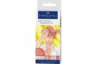 FABER-CASTELL Pitt Artist Pen Manga Kaoiro couleurs 6 pcs., 167168 FABER-CASTELL Pitt Artist Pen Manga Kaoiro couleurs 6 pcs., 167168