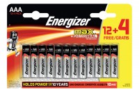 ENERGIZER Batterien Max AAA 1.5V, LR03/AM4, Blister 12+4 Stück