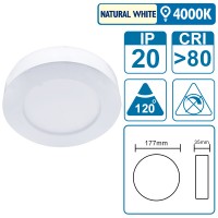 LED-Leuchtpanel E5 mini, rund, 12 Watt, D177 x 35mm, weiss, natural white