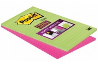 POST-IT Block Super Sticky 125x200mm, 5845-SSEU, grün/pink, 2x45 Blatt, liniert
